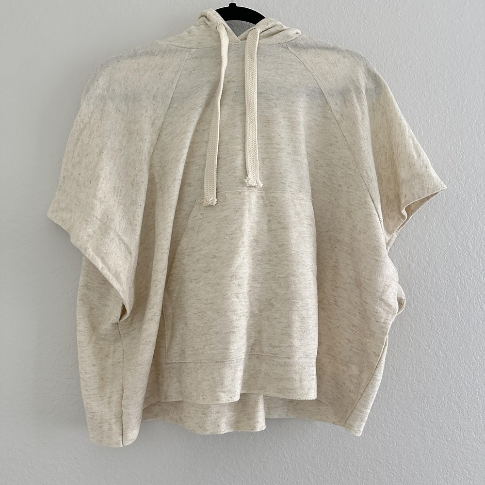 Osklen Hoodie Womens Small Beige Heather Recycled PET Short Sleeve Pullover